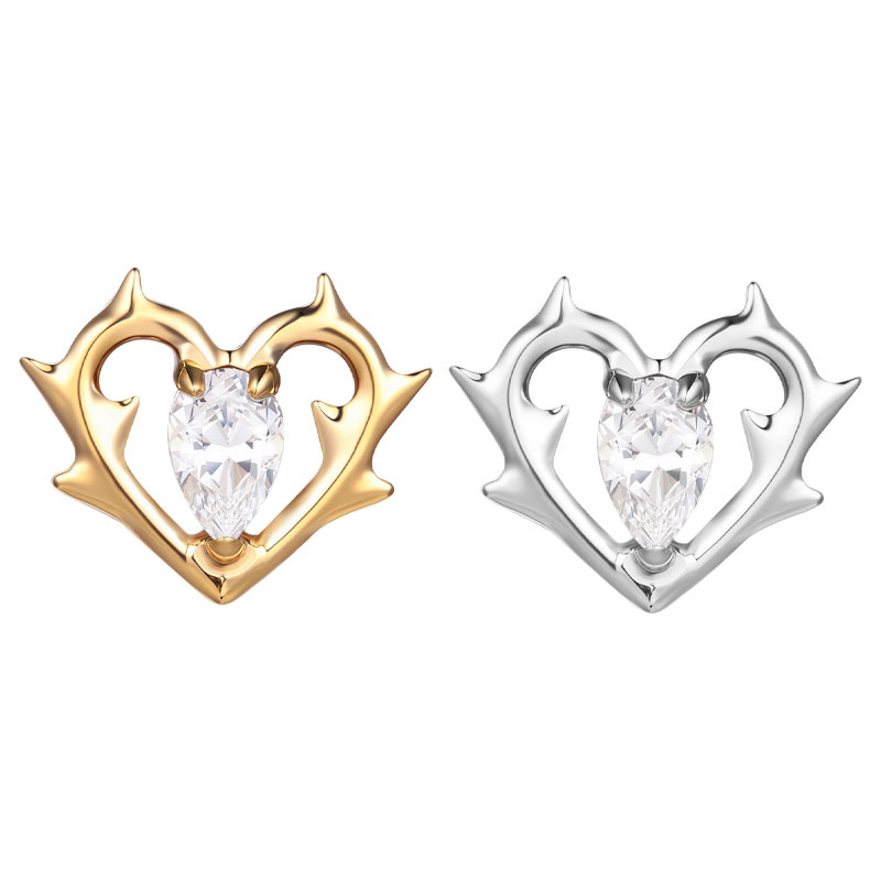 Fashion Titanium Body Piercing Jewelry Cool Heart Shape Stud Earrings Gold Jewelry