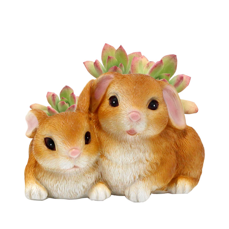 Double Rabbit Planter Succulent Animals Cactus Pot
