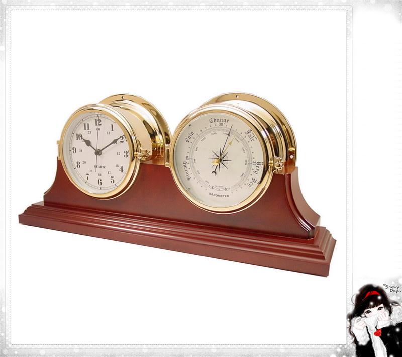 Nautical Clock Double Mahogany Finish