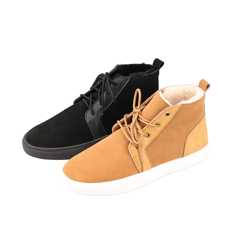 Factory Cheap High Quanlity Mwn Lace-up Sheepskin Fur Casual Boots Shoes