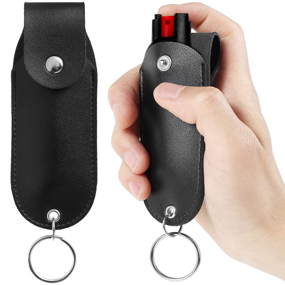 PU Leather Pepper Sprays Keychain Bag Self-Defense Spray Leather Case Mini Portable Sprays Bottle Storage Bag Lipstick Bag