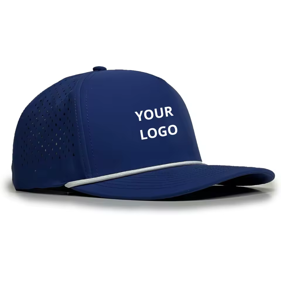 Wholesale Premium Quality 5-panel Semi-curved Brim Golf Hats Caps Custom Logo Perforated Cap Hard Rope Made Vietnam For Outdoor