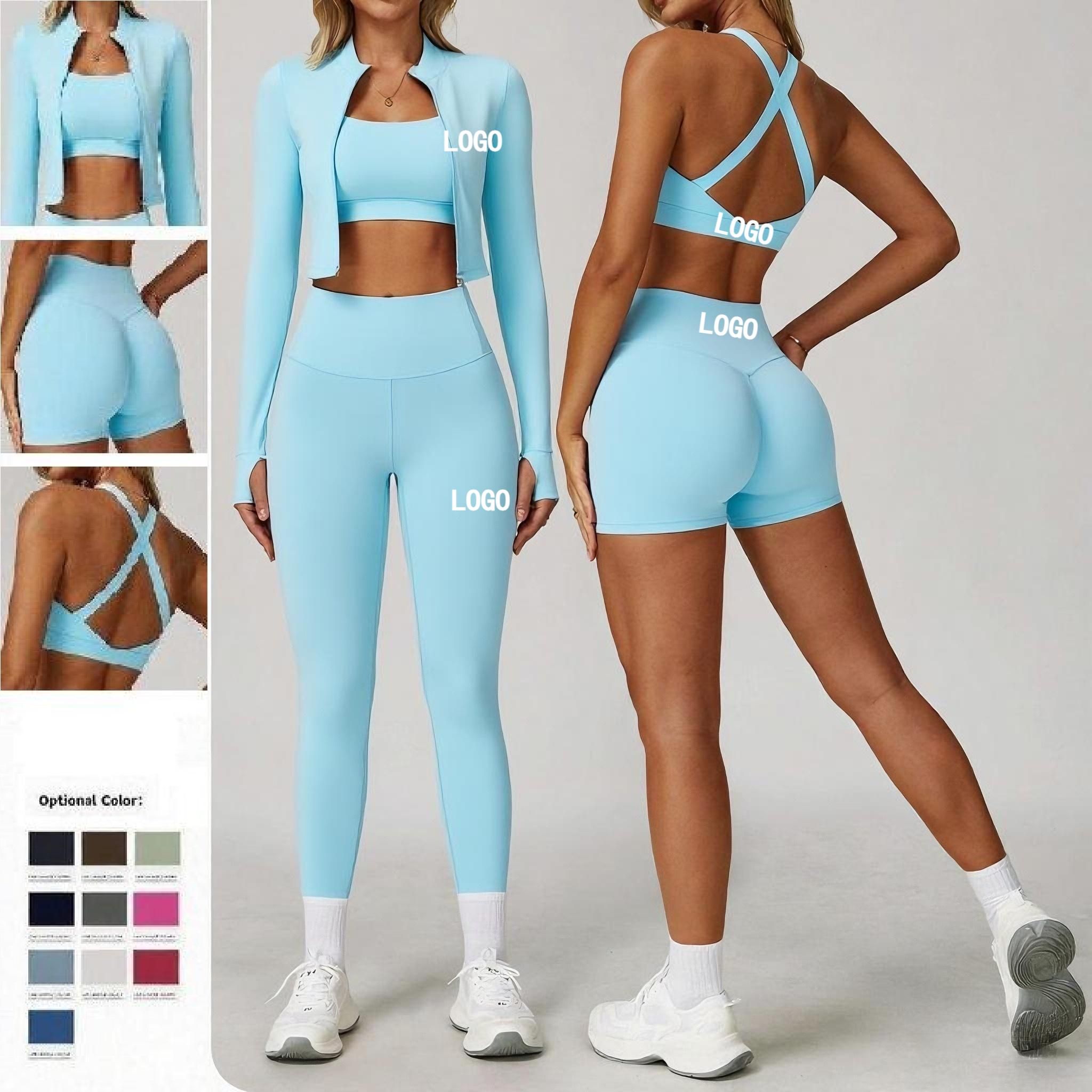 Women 4-Piece Gym Wear Set High Waist Leggings