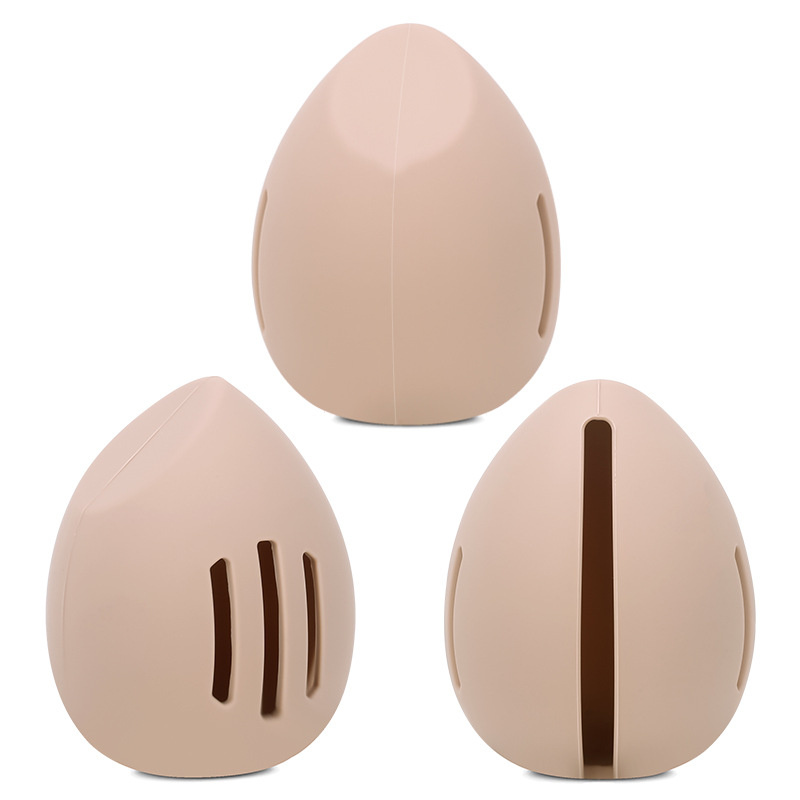 Portable Khaki Silicone Makeup Sponge Case Food-Grade Container Low Price