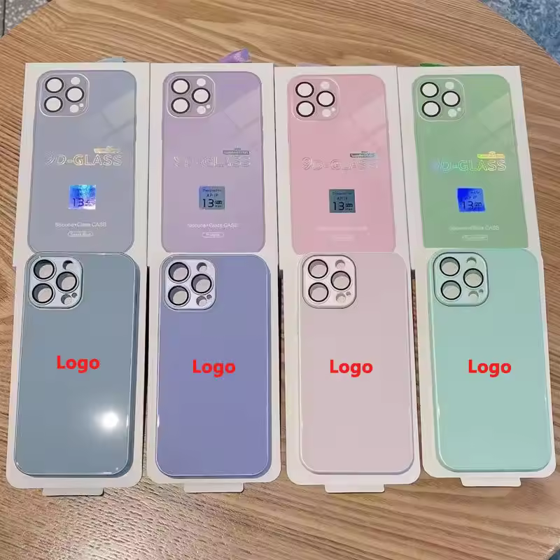 Glossy Case Cover For Apple Iphone 14 13 11 12 Pro Max Tempered Glass Case Hard Back Cover Phone Camera Lens Film Protection