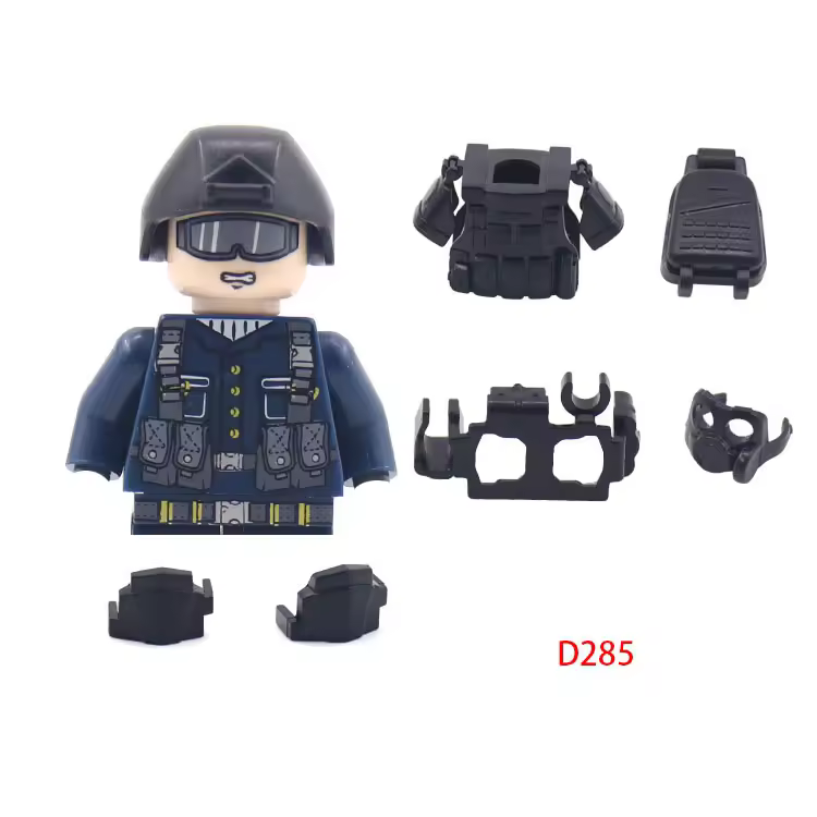 2024 Mini Latest Military Ghost Special Police Figurine Set Vest Backpack Belt Weapon Building Block War Character Toy