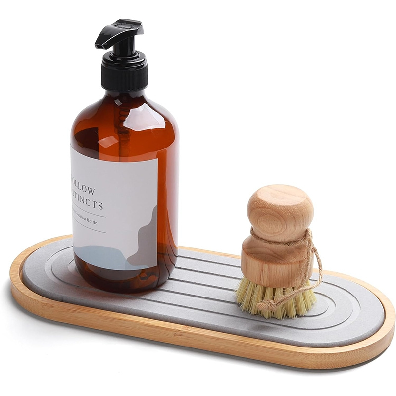 Factory Directly Supply Modern Black Ceramic Soon Neat Marble Kitchen Soap Suction Sponge Holder Dish Large Fast Drying Stone Sink Caddy