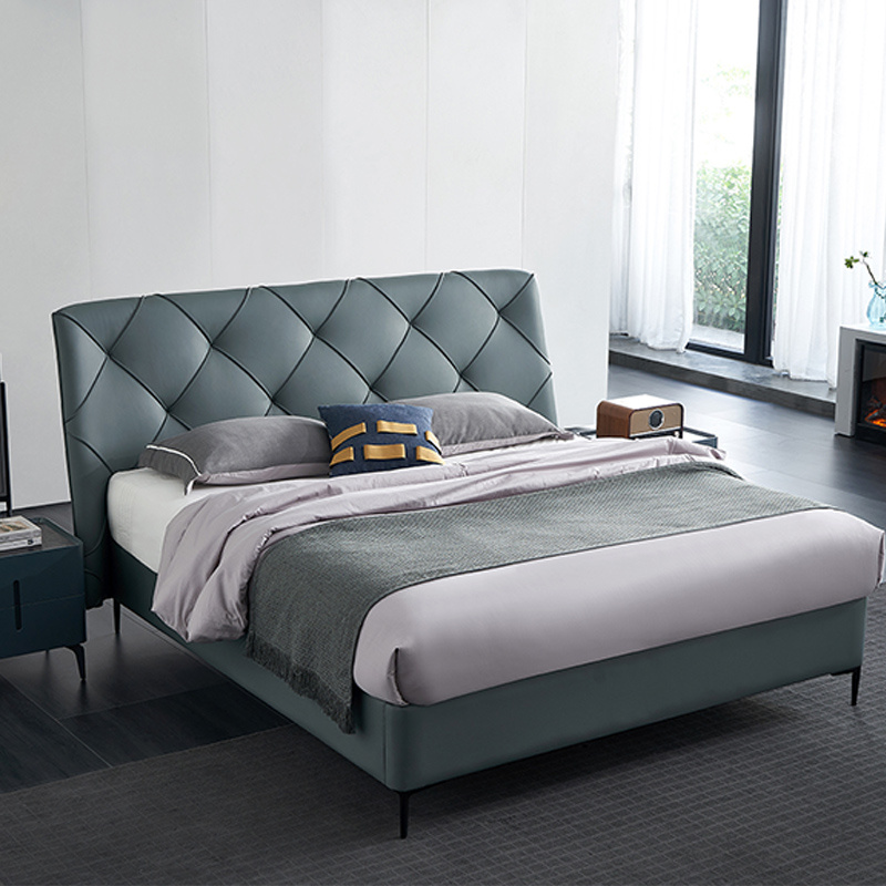 Low MOQ High Quality Wooden Bed Frame Bedroom Furniture Set Upholstered Plywood Modern Bed