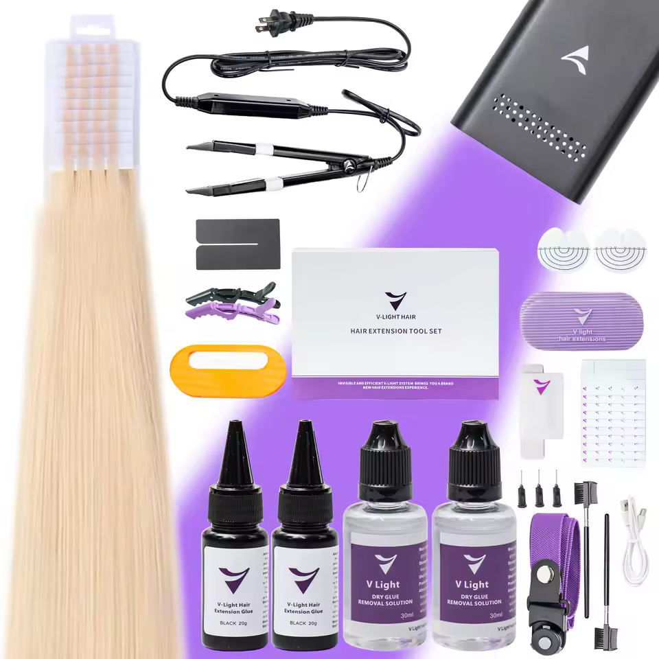 Original Uk Plug V-light Technology Hair Extension Installation Kit Includes Tools For V Light Hair Extension Glue