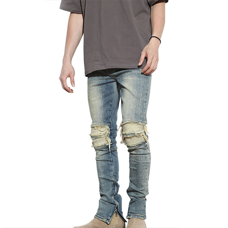 OEM Men Biker Skinny Jeans New Style Ripped Pent Design White/Dark/Light Distressed/Washed Colored Stock for Dropshipping