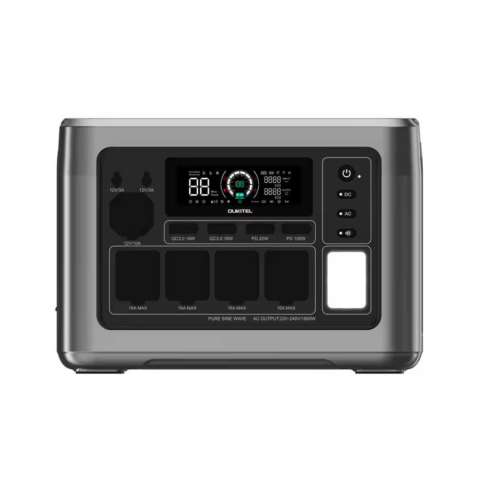 Eu Us Stock 1800w Power Station Home Emergency Outdoor Power Supply 1024wh App Control Max 500w Solar Input Oukitel P1000 Plus