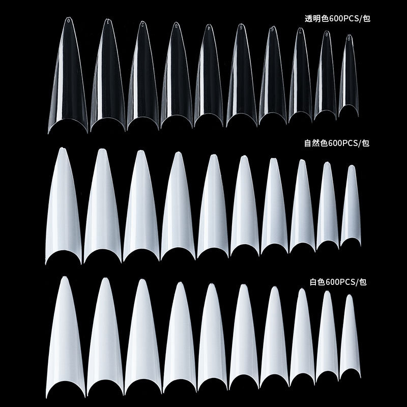 Professional 600PCS/Bag Acrylic Long Full Cover Easy Coffin Sharp Nail Art Tips