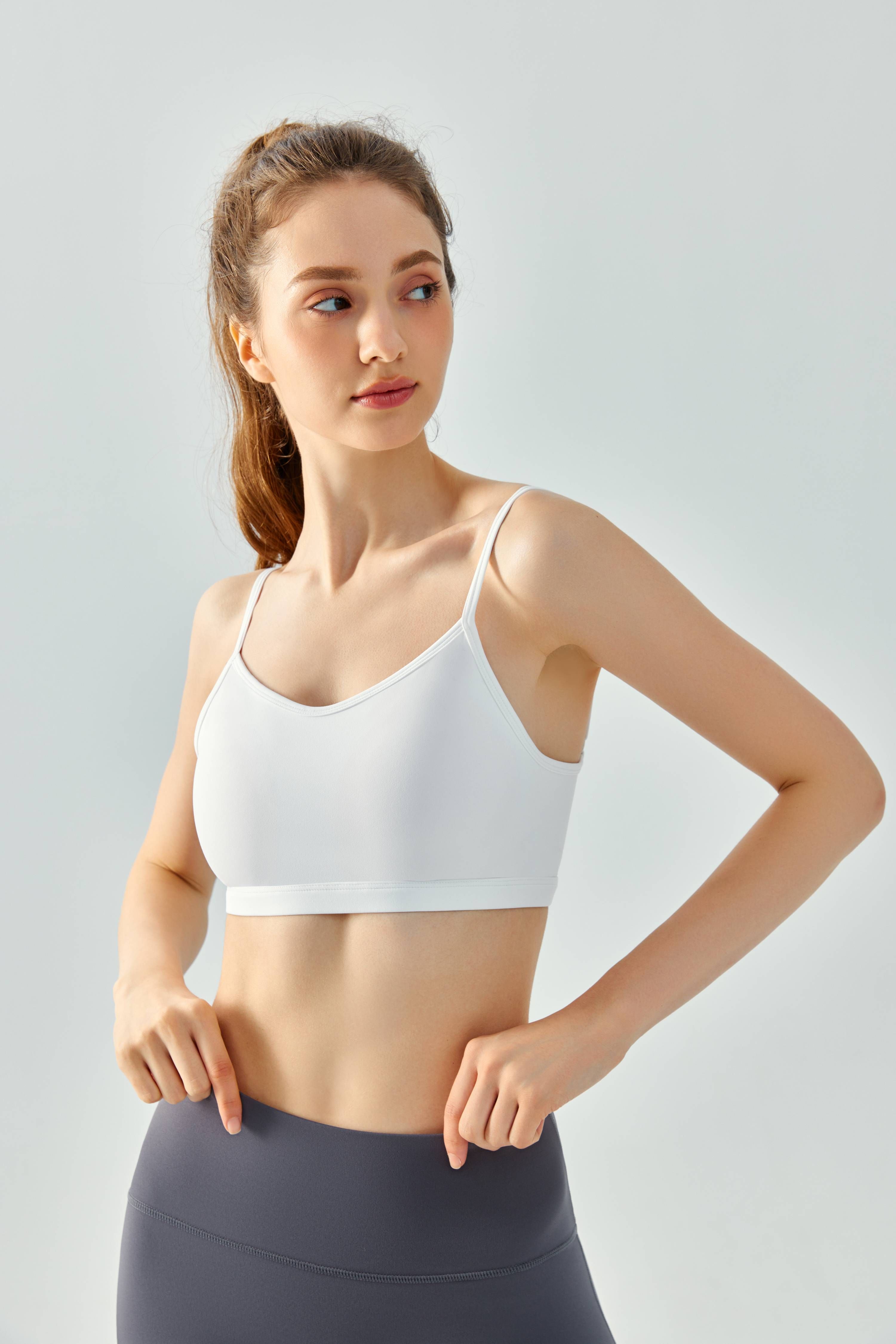 Women's Activewear Workout Bralette Thin Strap Padded Sports Bra for Gym and Yoga