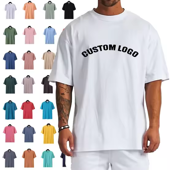 Oem Odm Mens 100% Cotton Tshirt Custom Silk Screen Printed Logo Solid Pattern Short Sleeve Regular Fit 240gsm For Men Women