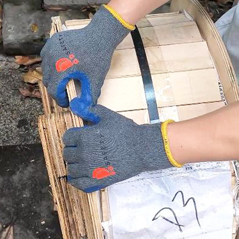 DDsafety 20+years 10 Gauge Grey T/C Glove Shell Blue Latex Palm Coated Dipped Glove. Wrinkled Finish OEM Products for Industrial/Home/Construction