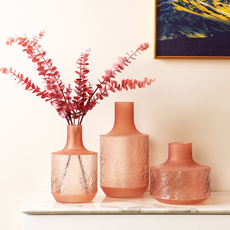 Amber Floral Glass Vase for Home Use