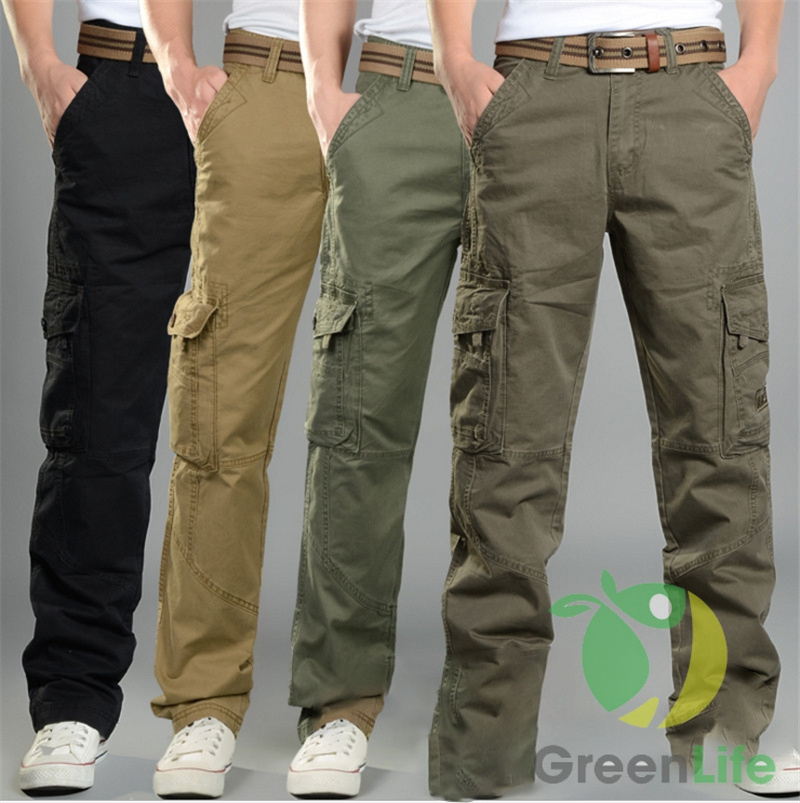 Wholesale Outdoor Hiking Tactical Cargo Work Pants with Straight Leg Repellent Anti Abrasion Cotton Multi-Bag Pants for Man