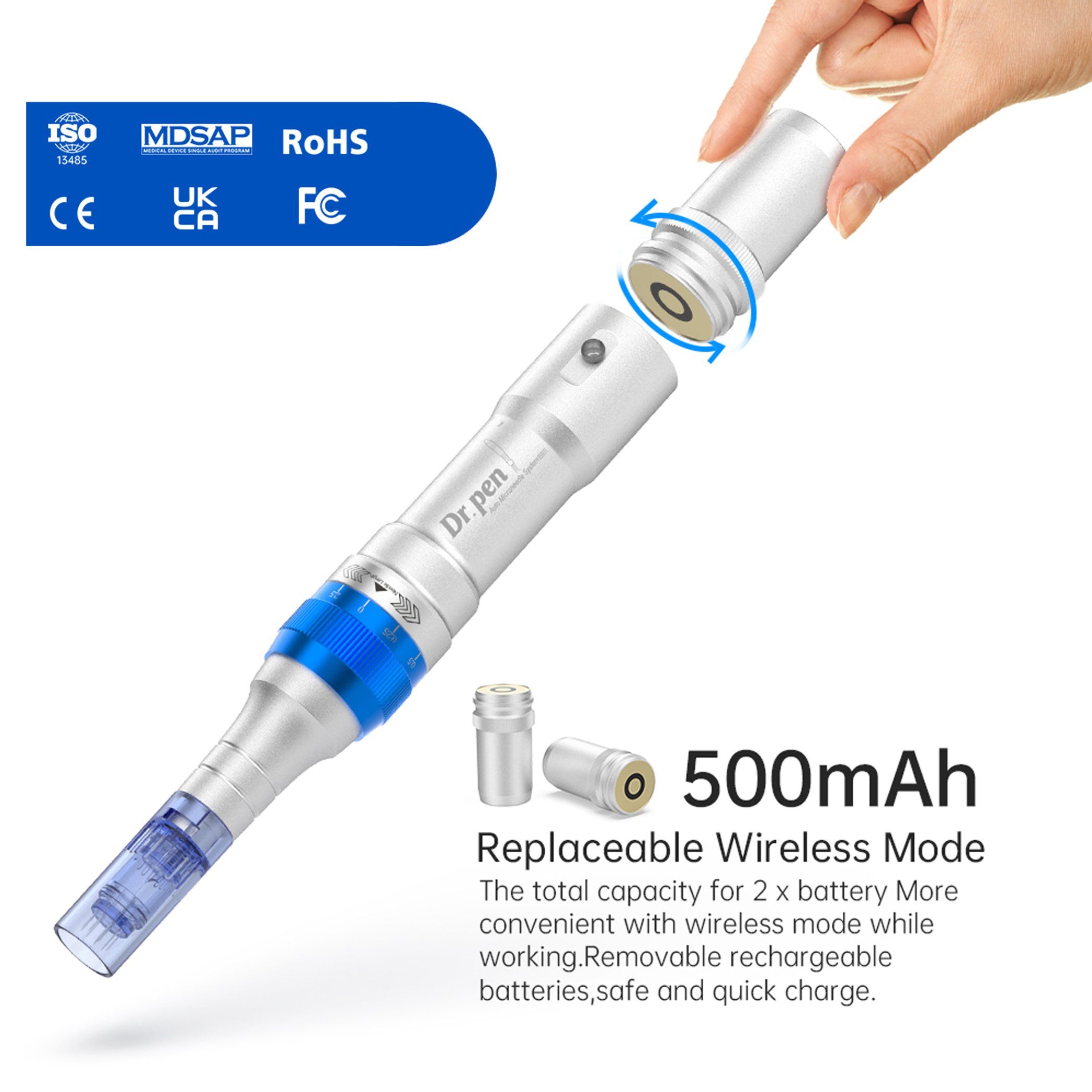 Byall Wired Wireless Pmu Mts Replaceable Battery Dr Pen A6 Microneedling Pen Derma Pen for Scarstreatment