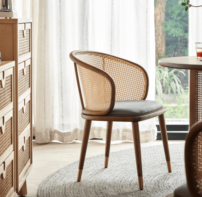 Vintage Rattan Home Leisure Round Chair Nordic Creative Solid Wood Backed by Endorsement Chair