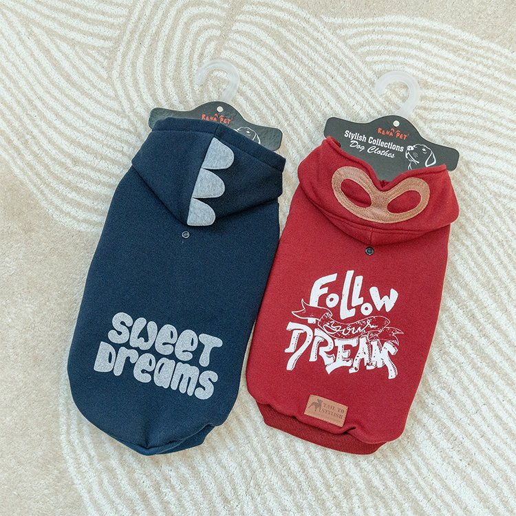 Rena Pet Dog Stylish Collections, Offset Print, with Sleeve, Comfortable French Terry Pet Hoddie