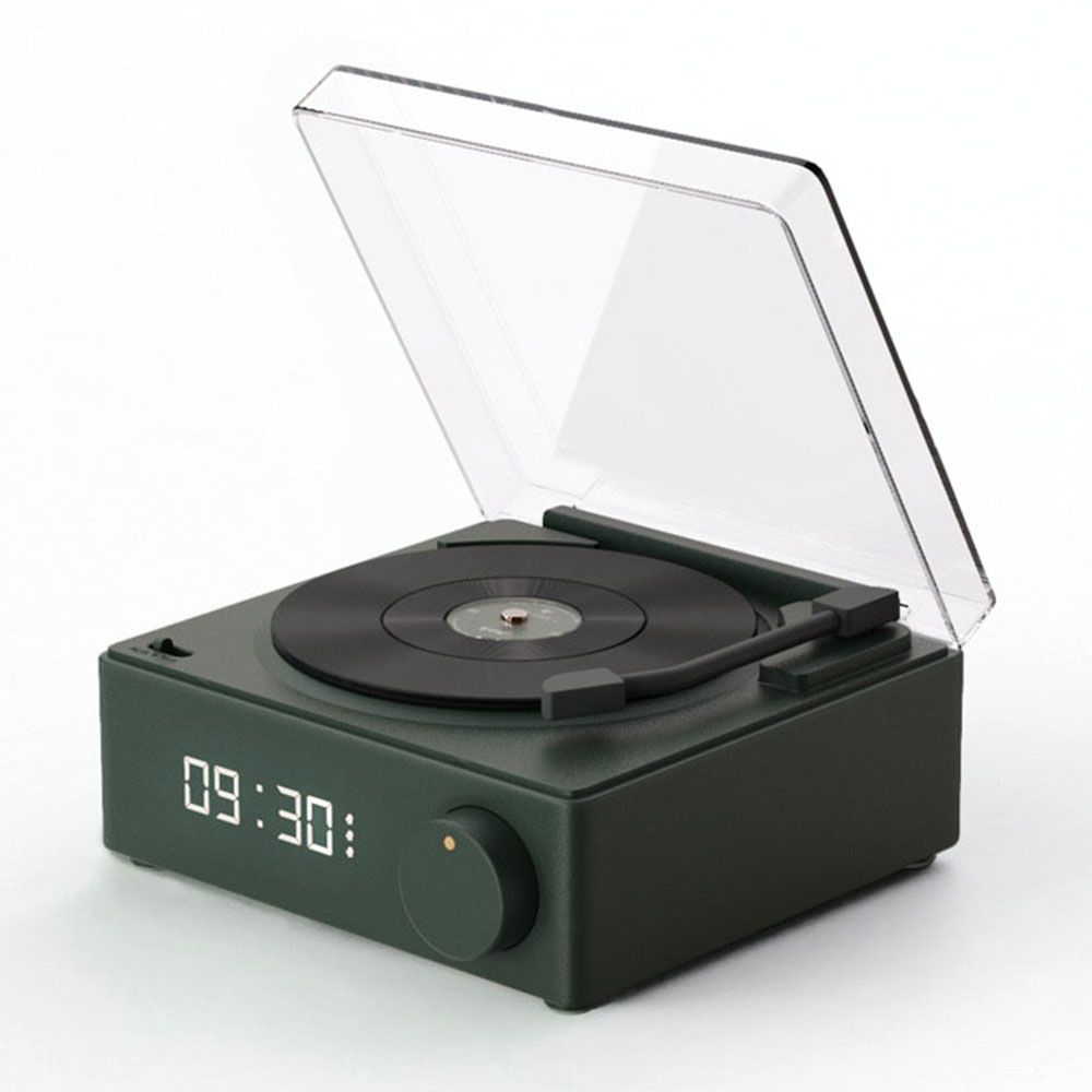 X11 Clock Vinyl Record Player Turntable Player Stereo Sound Retro Bluetooth Speaker - Green