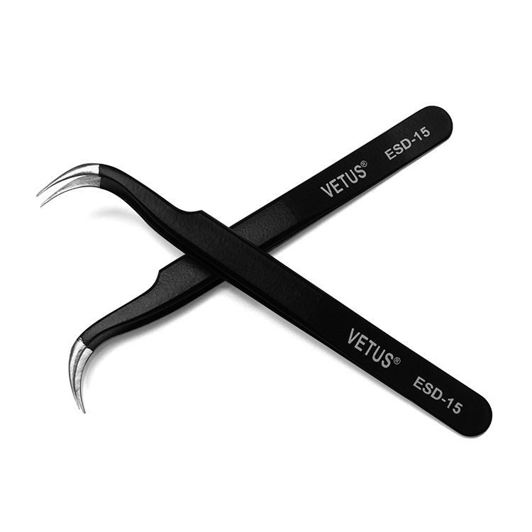 Elbow Tip ESD Anti-Static Steel Stainless Tweezers
