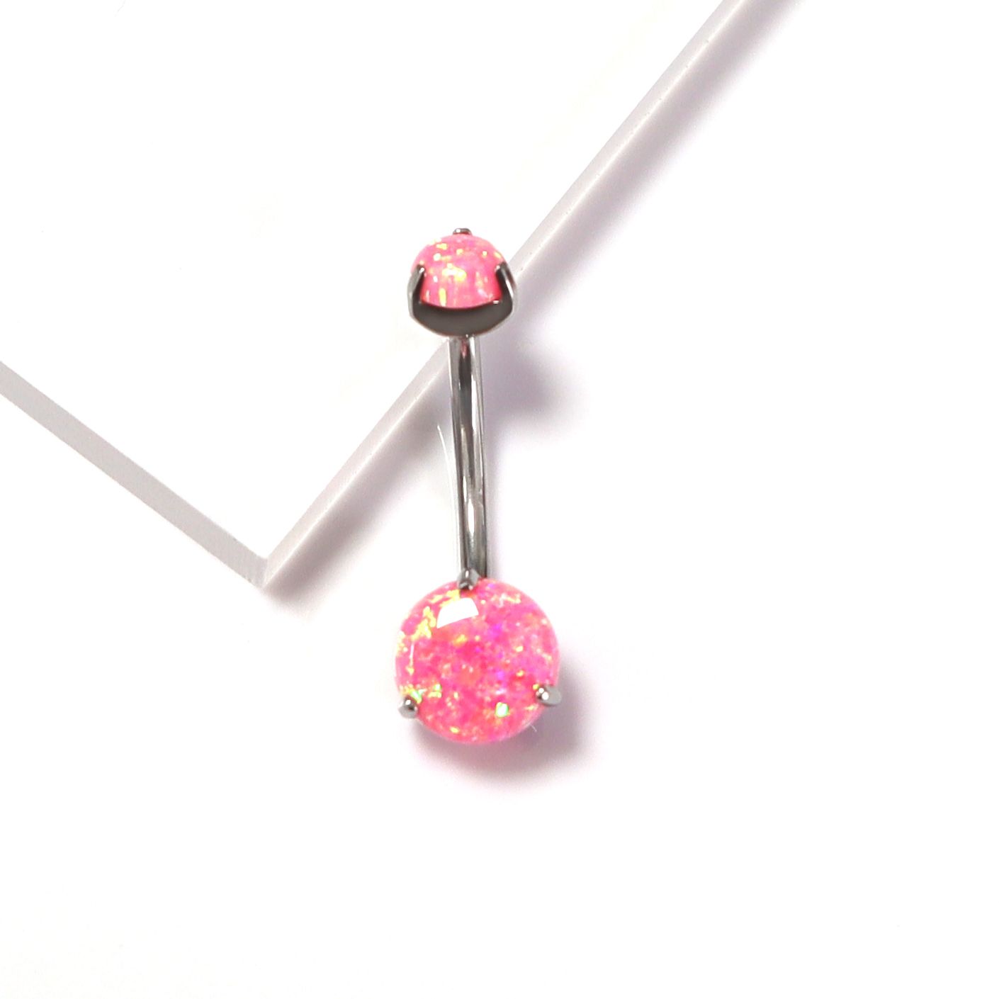 Hot Selling Piercing Jewelry F136 Titanium Belly Button Syud Double Headed Opal Body Piercing Lip Stud Labret