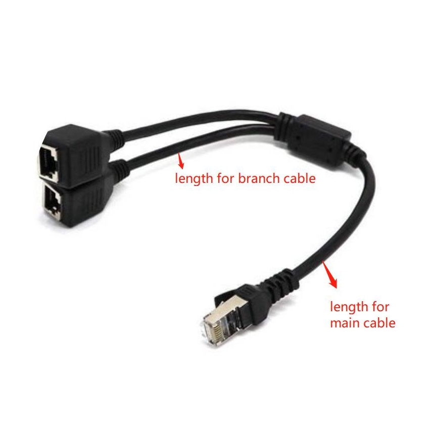 LAN Ethernet Network RJ45 Connector Splitter Adapter Cable for Networking Extension 1 Male to 2 Female