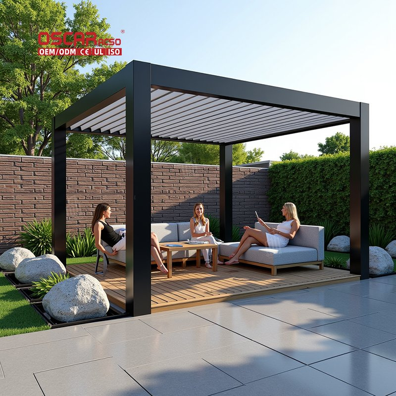 PVC Motorized Pergola Canopy Awnings Garden Decoration Sun Shade Patio Poolside Backyard Camping Outdoor Furniture Pergola