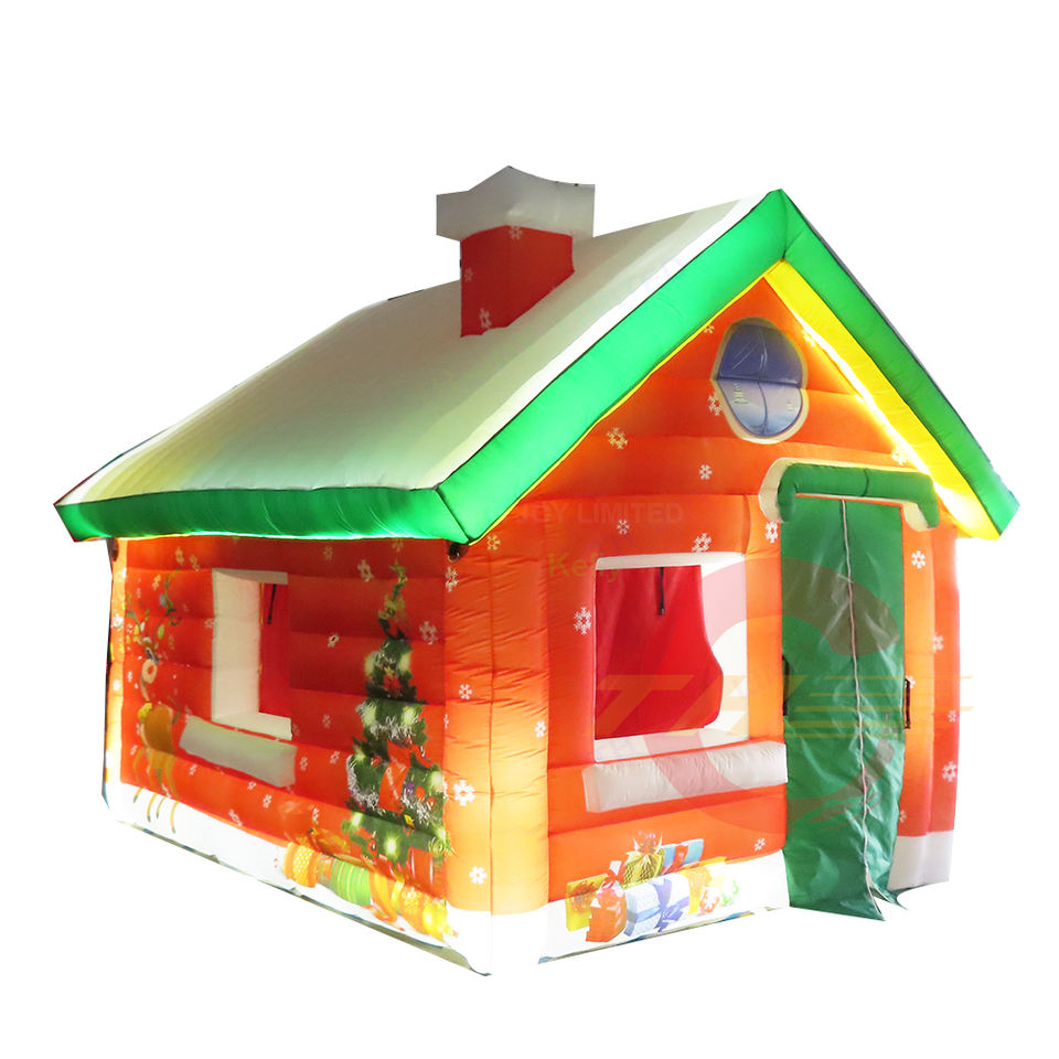 Giant 4m/5m/6m Oxford Inflatable Santa Tent Room Christmas House Outdoor Inflatables LED Lighting Blower Accessory Cheap Sale