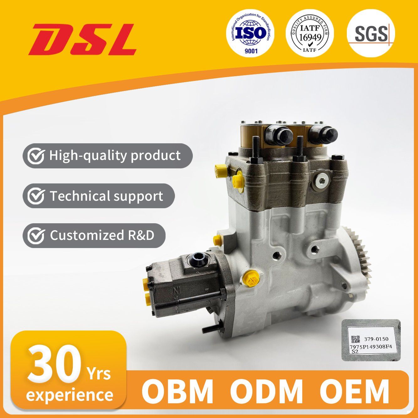 High-Quality 379-0150 Common Rail Fuel Pump 3790150 Suitable for C9.3 Engine