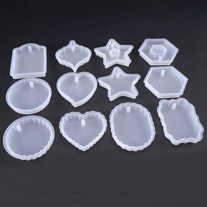 Early Riser Keychain Mold Heart-shaped Hexagonal Wavy Epoxy Resin Jewelry Silicone Mold For Making Jewelry Pendant Tool Sets
