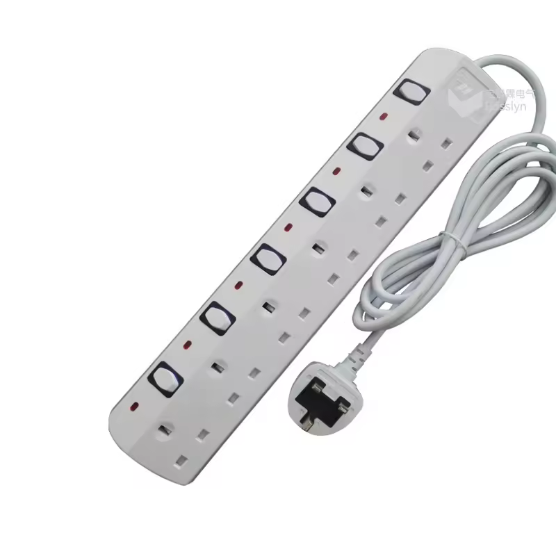 Bs Certification Uk Extension Lead Hot Sale 6 Outlet Bs1363 Saso Gmark Certification British Power Strip