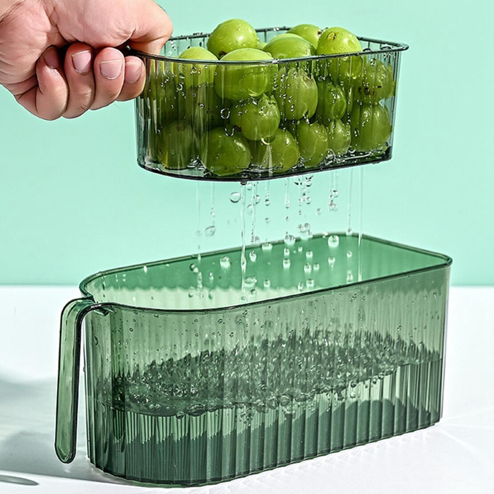 Food Storage Basket with Small Drain Colander Fridge Organizer