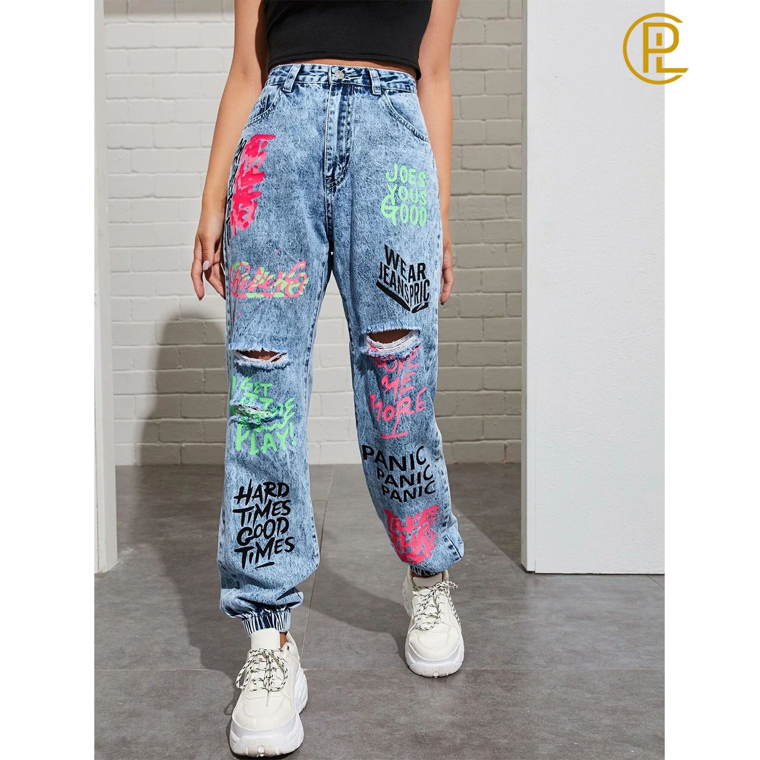 Hot Sales Trend Color Printing Fashion Denim Jeans