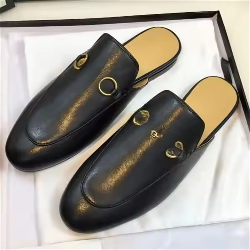 Ladies Shoes Slippers Sandals Classic Half Slippers Loafers Wholesale Genuine Leather Rubber