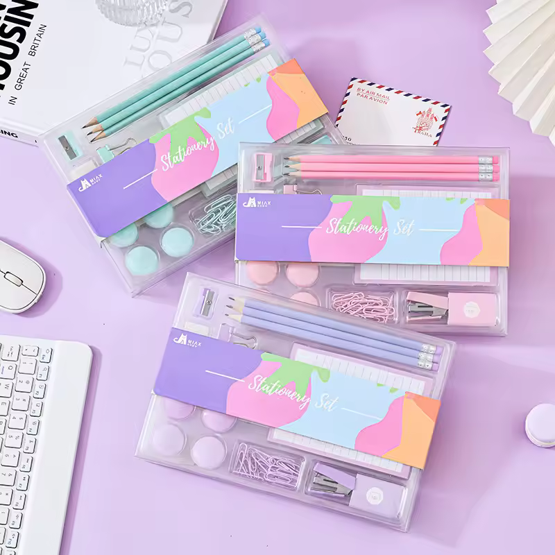 Wholesale Personalized 3 Piece Pencils And Eraser Set Kids School Gift Easy To Carry Boxed Stationery Set