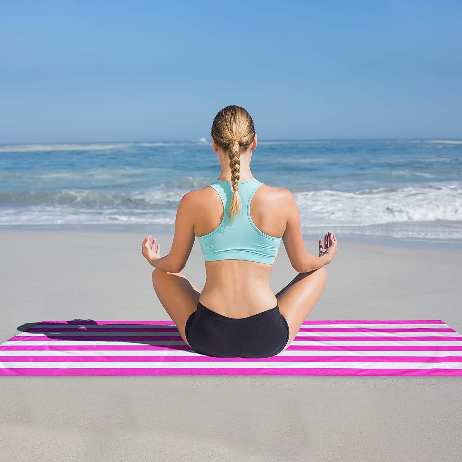 Amazon Basics Cabana Stripe Large Microfiber Beach Towels Offer Optimal Coverage and Exceptional Absorbency Microfibre Beach Towel for Wrapping up After a Swim