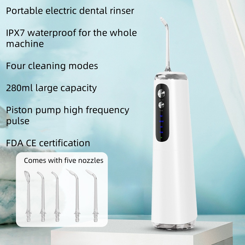 2024 280ml Portable Waterproof Rechargeable Water Flossing Water Flosser Cordless Teeth Cleaner