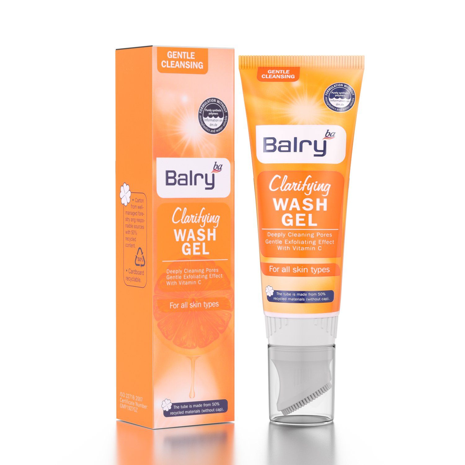 Balry Hot Sale Vitamin C Moisturizing Enhanced Deep Cleansing Facial Cleanser with Integrated Brush