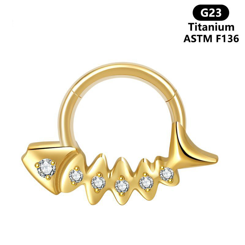 G23 Titanium Segment Clicker Ring Nipple Piercing Jewelry Gold Color Implant Grade