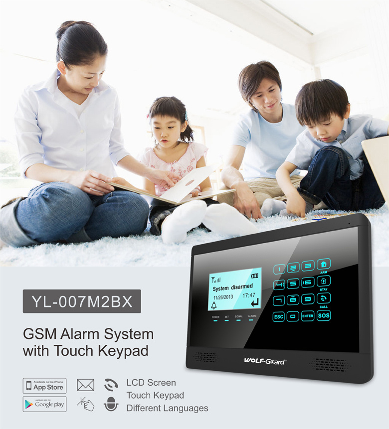 Wolfguard GSM WiFi 4G GPRS M2bx Alarm System for Burglar Alarm System Home Security Kit with WiFi IP Camera