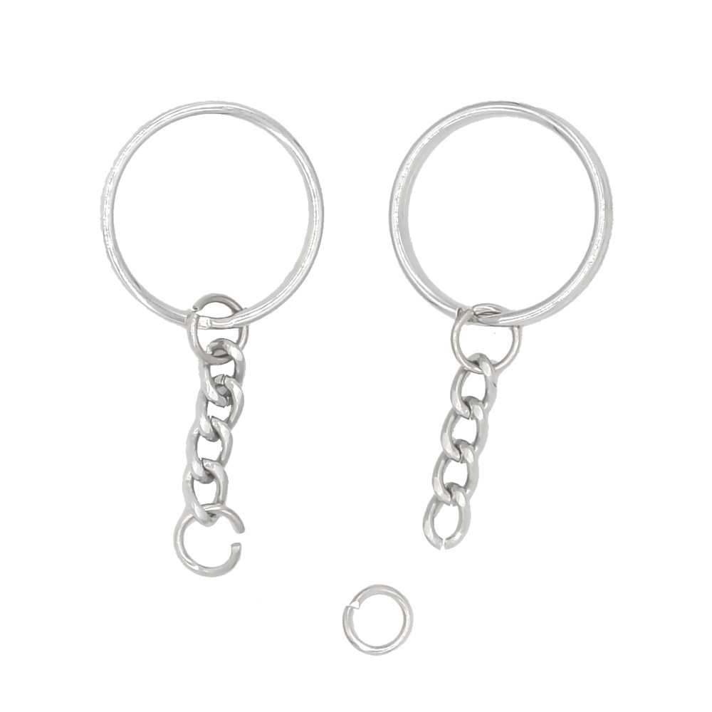 Sliver Key Chain Rings Kit Including Keychain Rings with Chain and Jump Ring with Screw Eye Pins Bulk