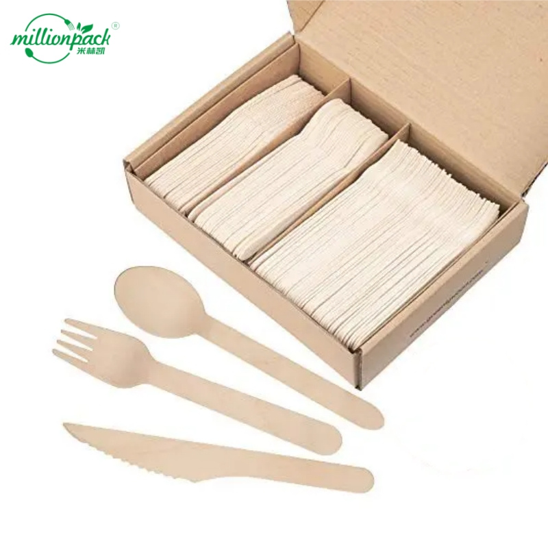 Nesting Stackable Wooden Cutlery Set for Space Saving Storage Factory Pric Flatware
