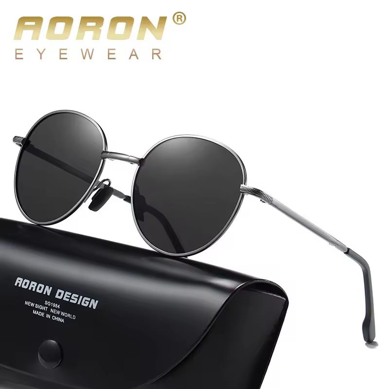 Aoron Fashion Brand 2022 Design Foldable Tac Polarized Sunglasses Retro Circle Folding Sunglasses Men's Sunglasses Women A614