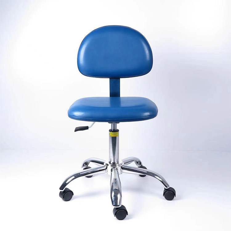 Competitive Price Foot Ring Round Steel ESD PU Leather Chair for Lab