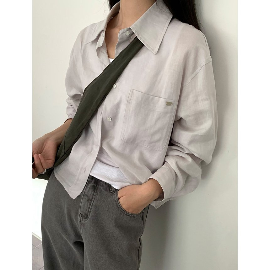 Woman Fashion High Quality Long Sleeve Linen Casual Blouse