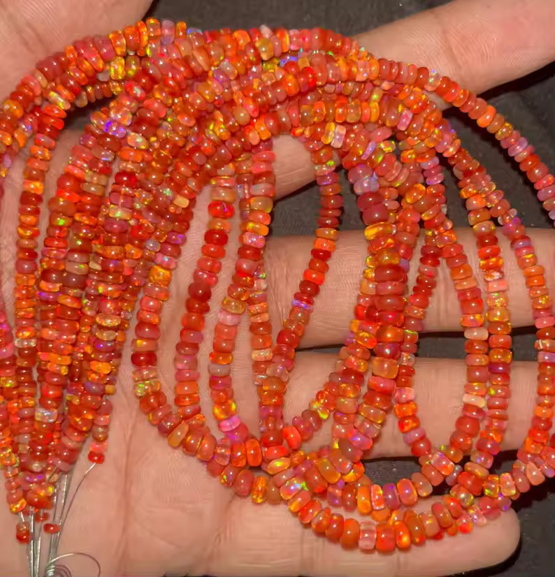 Red Opal Smooth Rondelle Beads 3-5mm Natural Gemstone Strand For Jewelry Diy Supplies 2025 Style Highlight Wholesale Lot