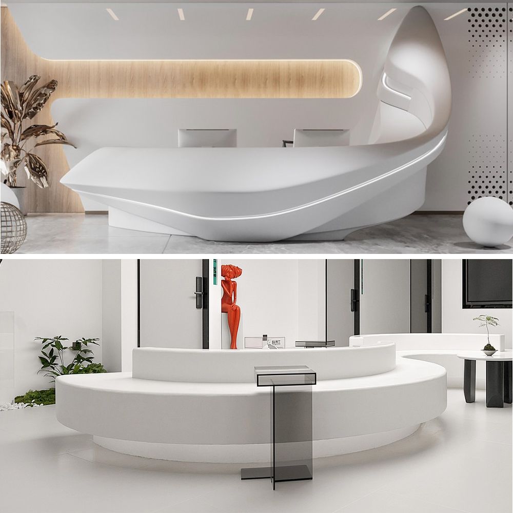 Wholesale Private Label Environmental Protection Artificial Stone Reception Desk Contemporary Lobby Furniture
