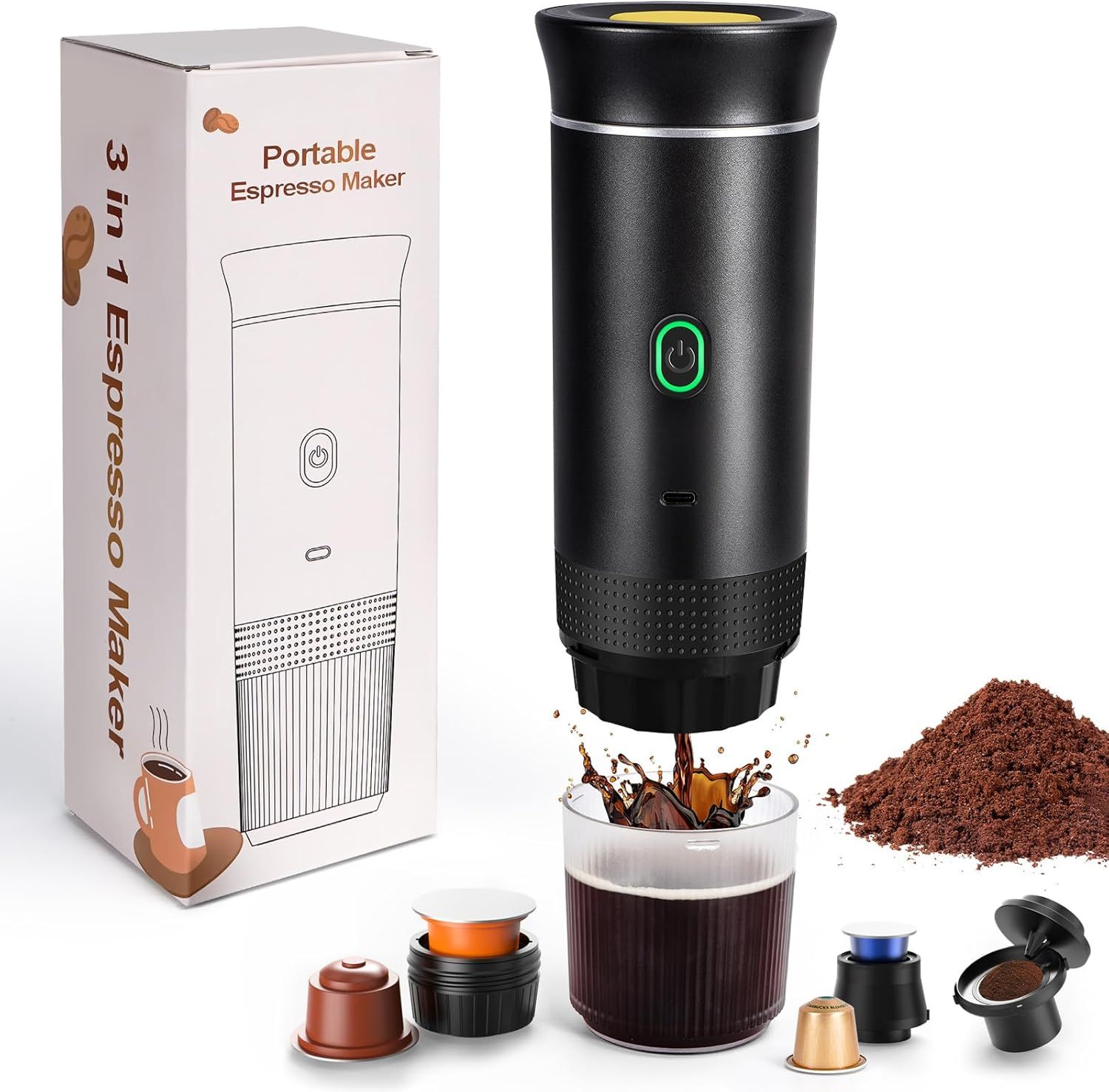 3-in-1 Multifunctional One-Touch Start Coffee Maker Mini Portable Capsules Coffee Maker